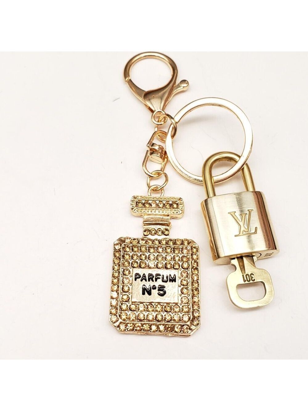 LV Gold Padlock & Key 🔒 Authentic Louis Vuitton Bag Unbranded N5 Bottle Charm